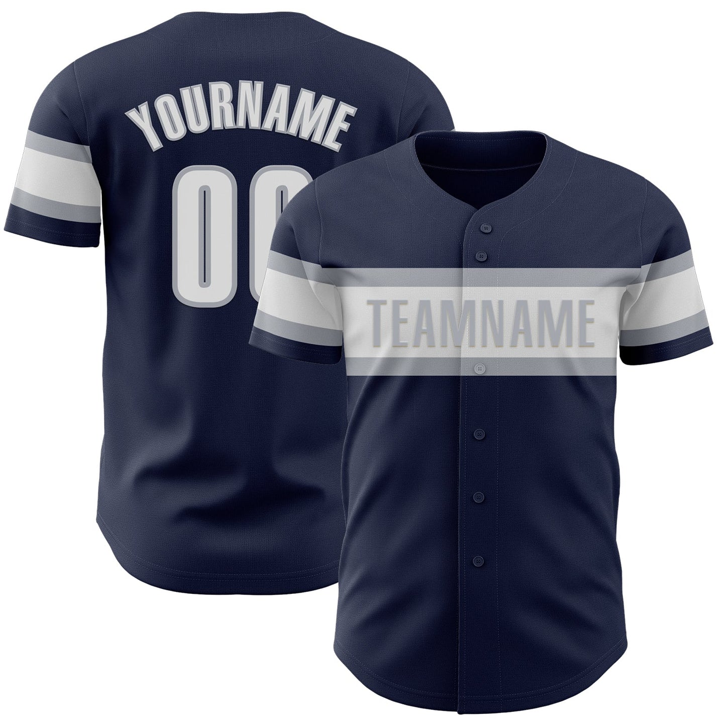 Custom Navy White-Gray Authentic Baseball Jersey - Main View