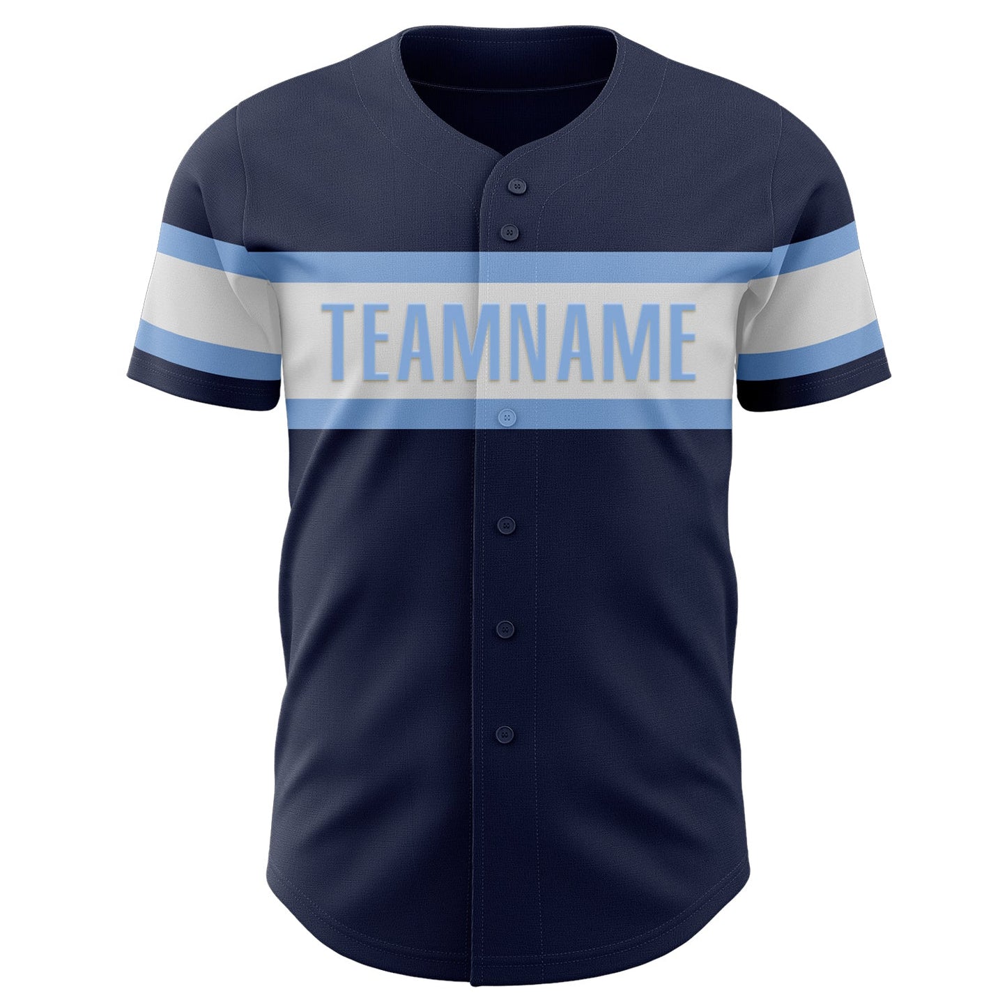 Custom Navy White-Light Blue Authentic Baseball Jersey view 2