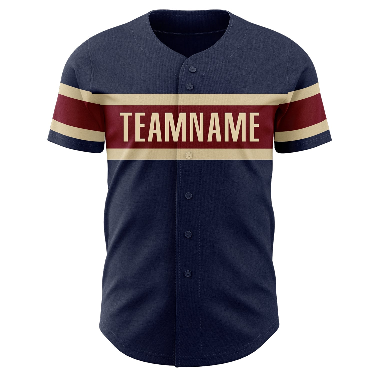 Custom Navy Vintage USA Flag Cream-Crimson Authentic Baseball Jersey view 2