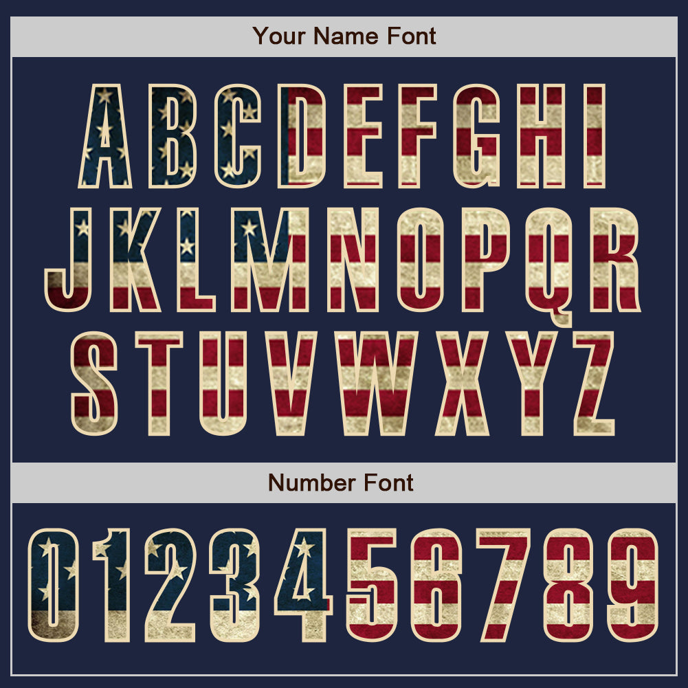 Custom Navy Vintage USA Flag Cream-Crimson Authentic Baseball Jersey view 5