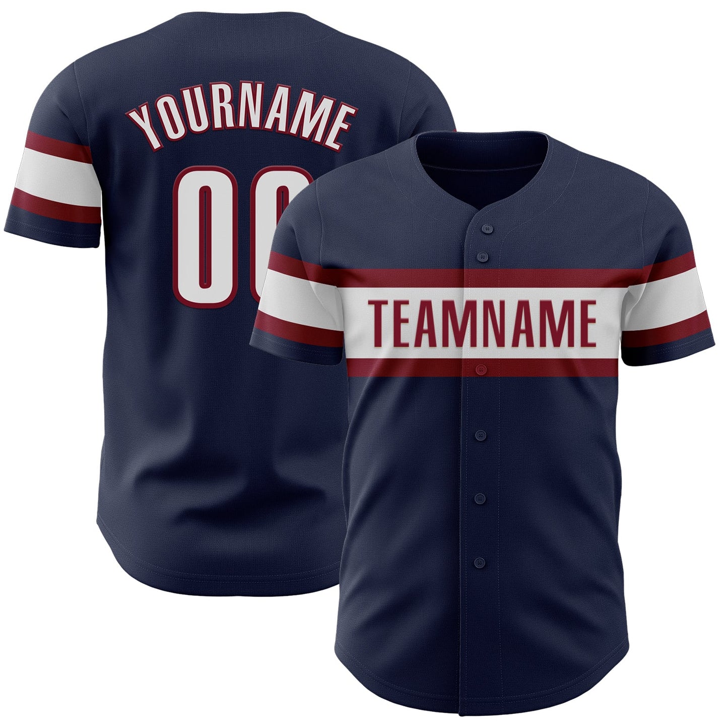 Custom Navy White-Crimson Authentic Baseball Jersey - Main View