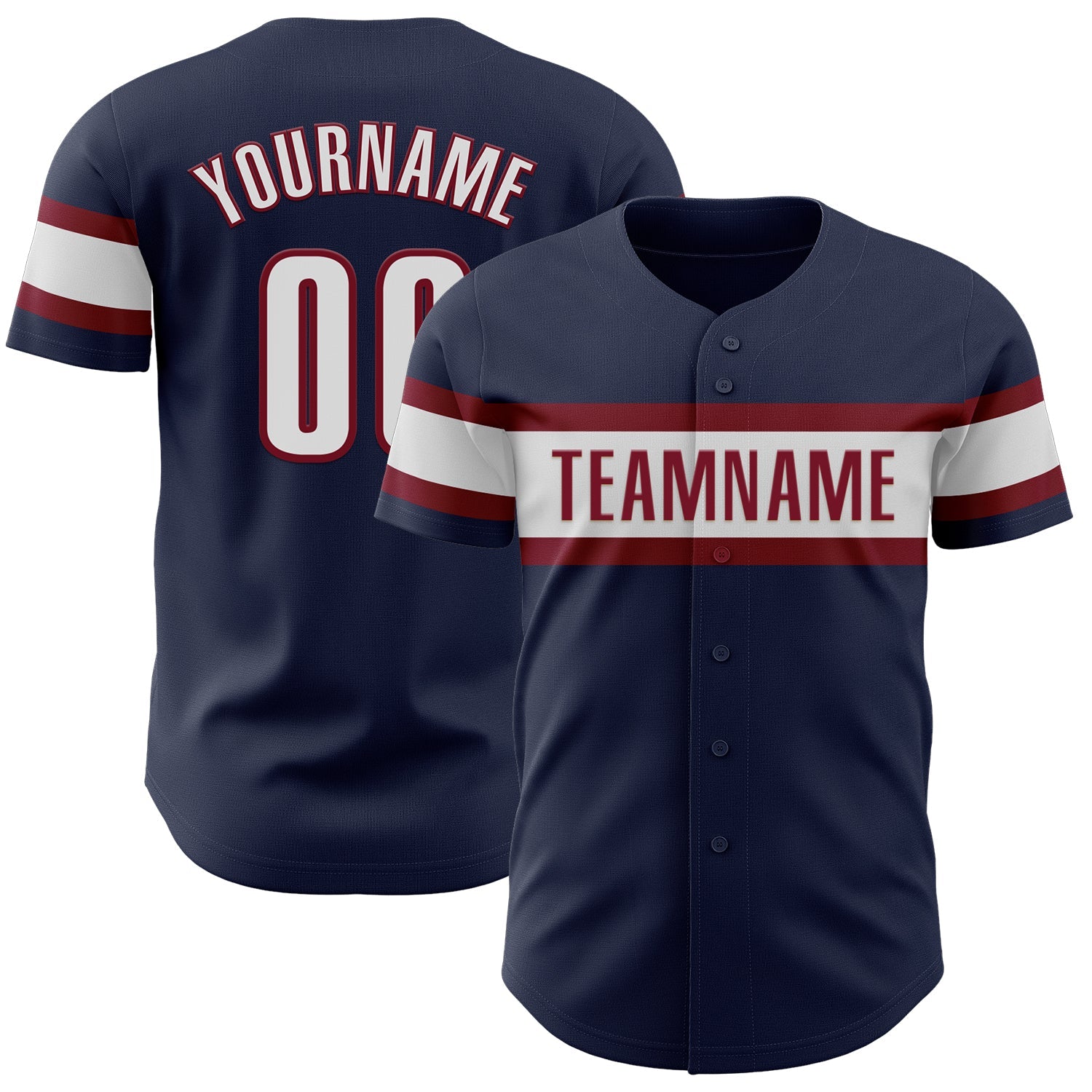 Custom Navy White-Crimson Authentic Baseball Jersey - Main View