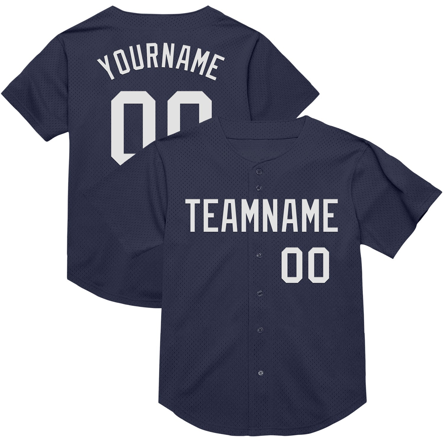 Custom Navy White Mesh Authentic Throwback Baseball Jersey - Main View
