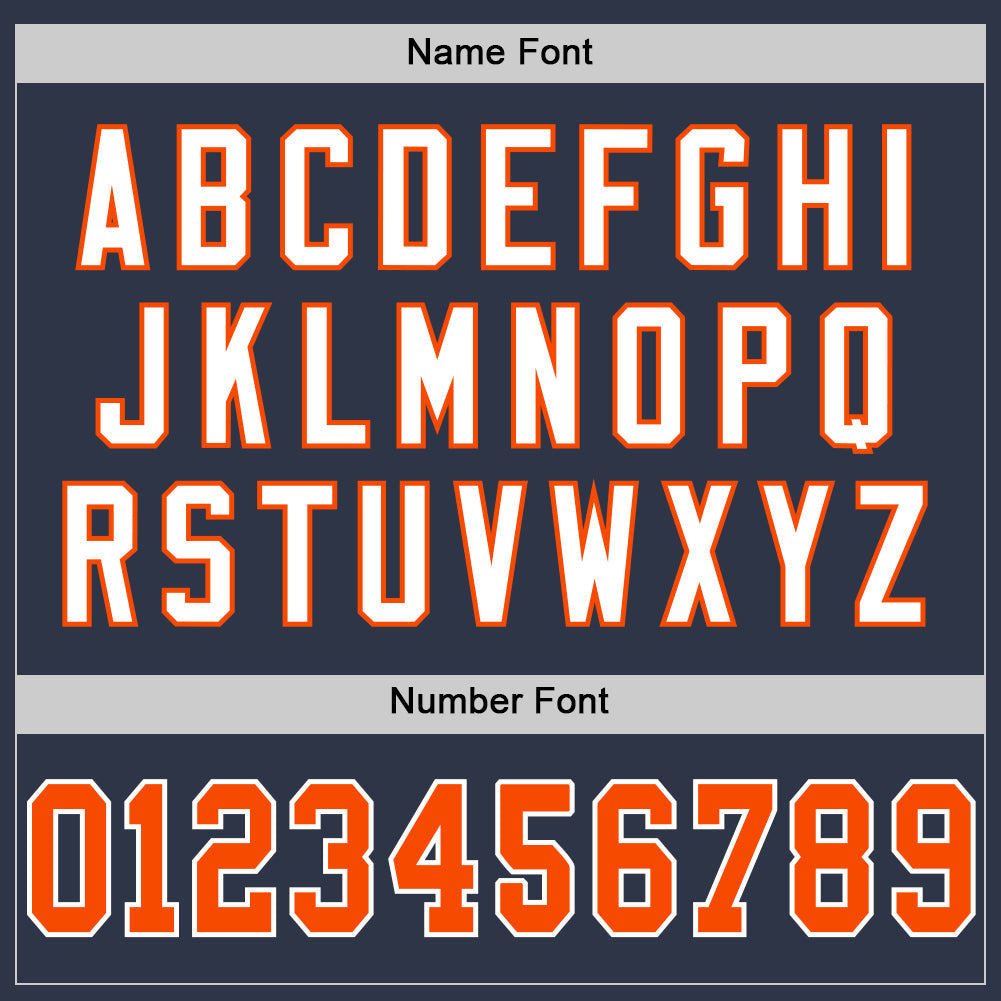 Custom Navy Orange-White Mesh Authentic Throwback Football Jersey view 5