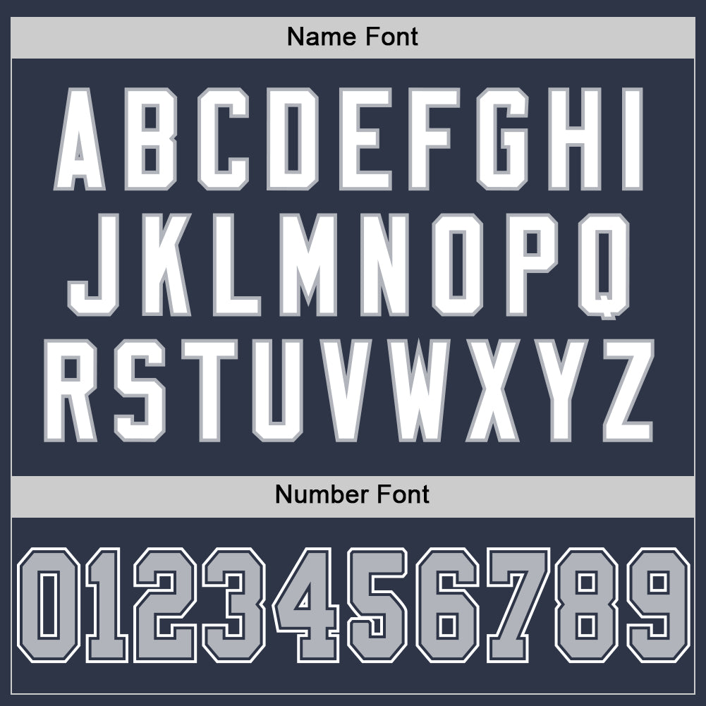 Custom Navy Gray-White Mesh Authentic Throwback Football Jersey view 4
