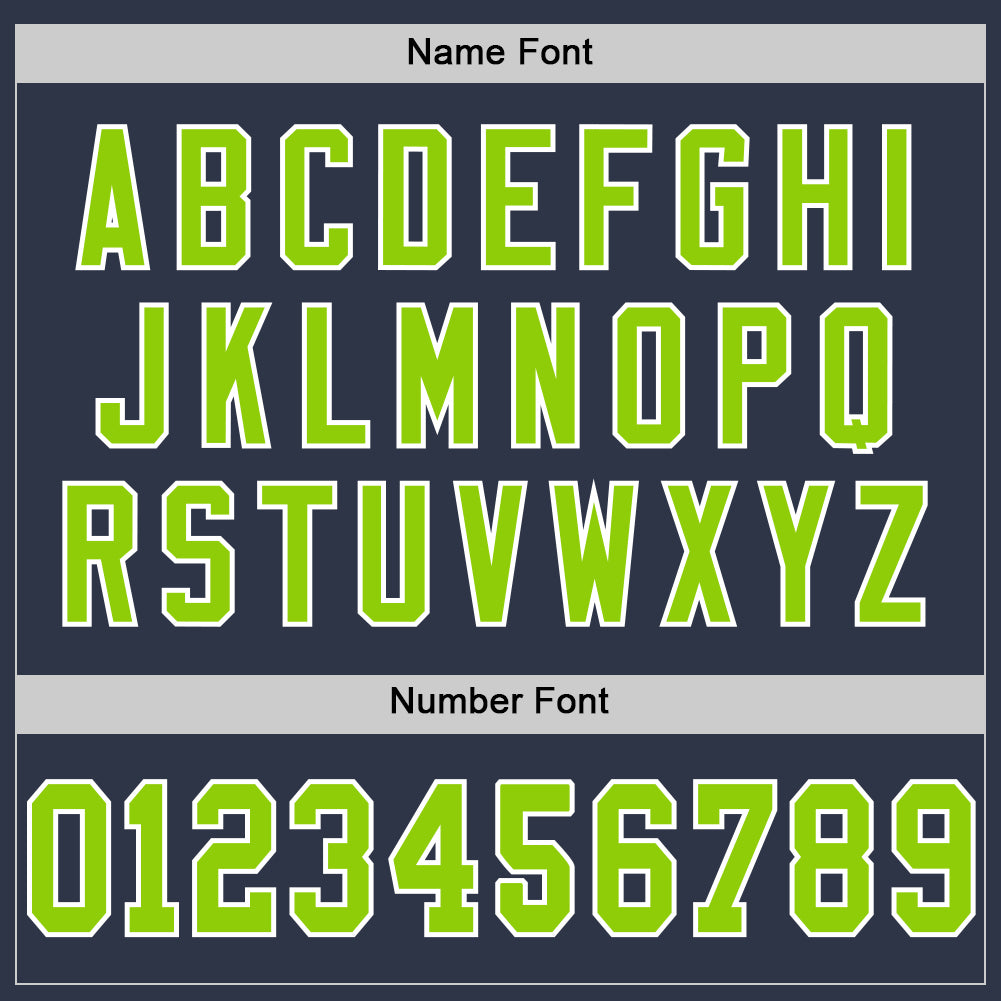 Custom Navy Neon Green-White Mesh Authentic Throwback Football Jersey view 4