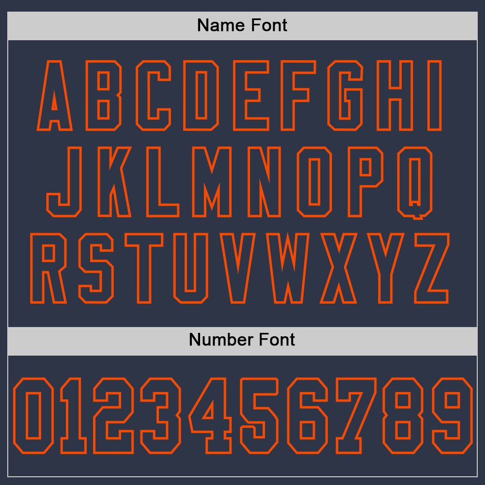 Custom Navy Orange Mesh Authentic Throwback Football Jersey view 4