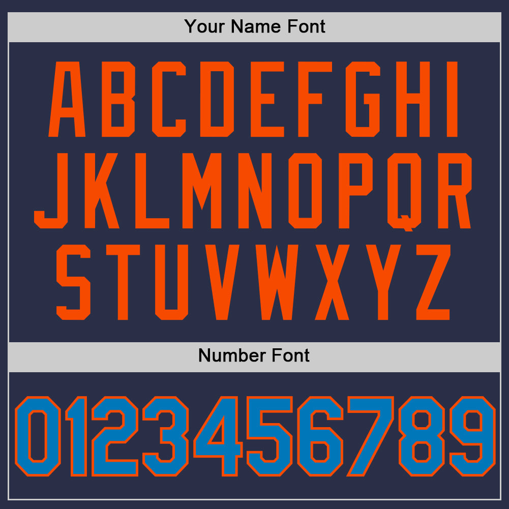 Custom Navy Blue-Orange Authentic Throwback Baseball Jersey view 5