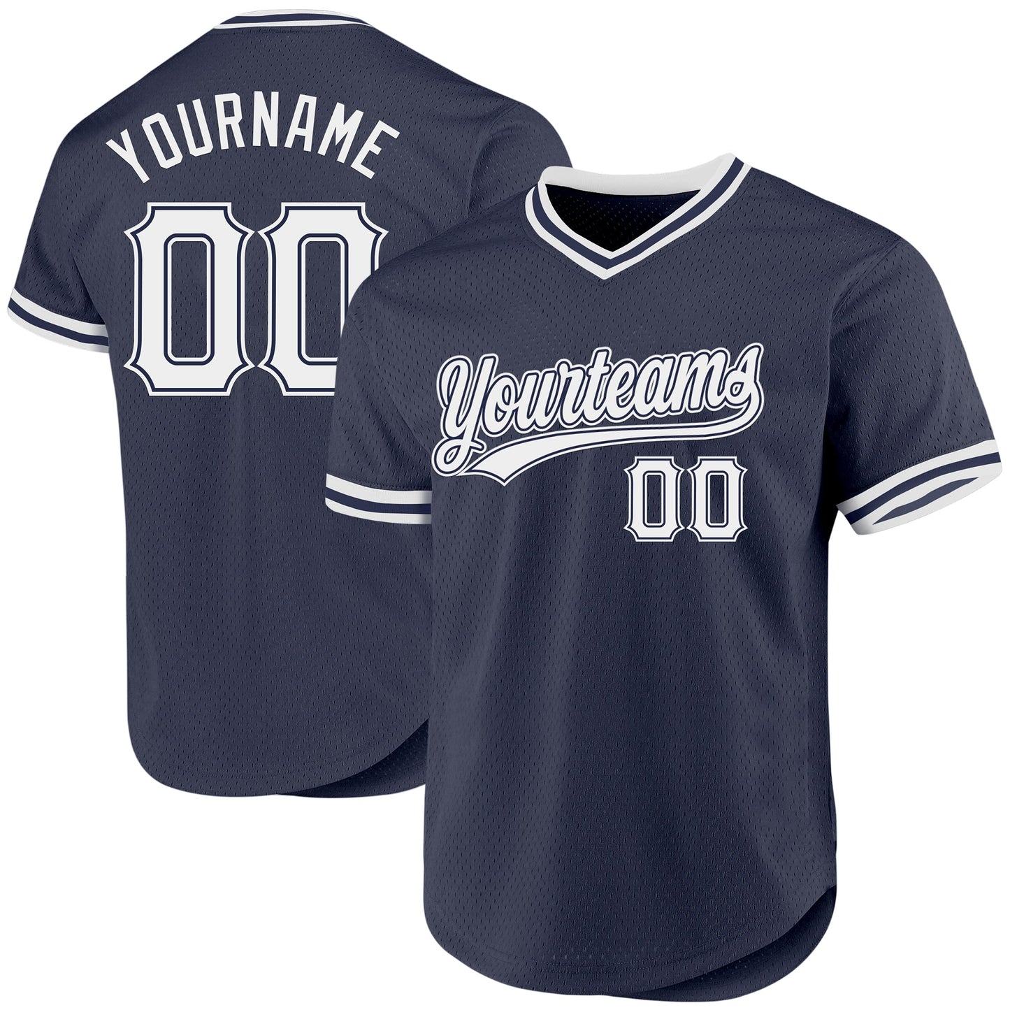 Custom Navy White Authentic Throwback Baseball Jersey - Main View