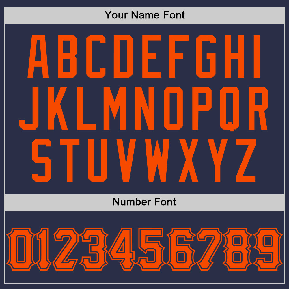 Custom Navy Orange Authentic Throwback Baseball Jersey view 5