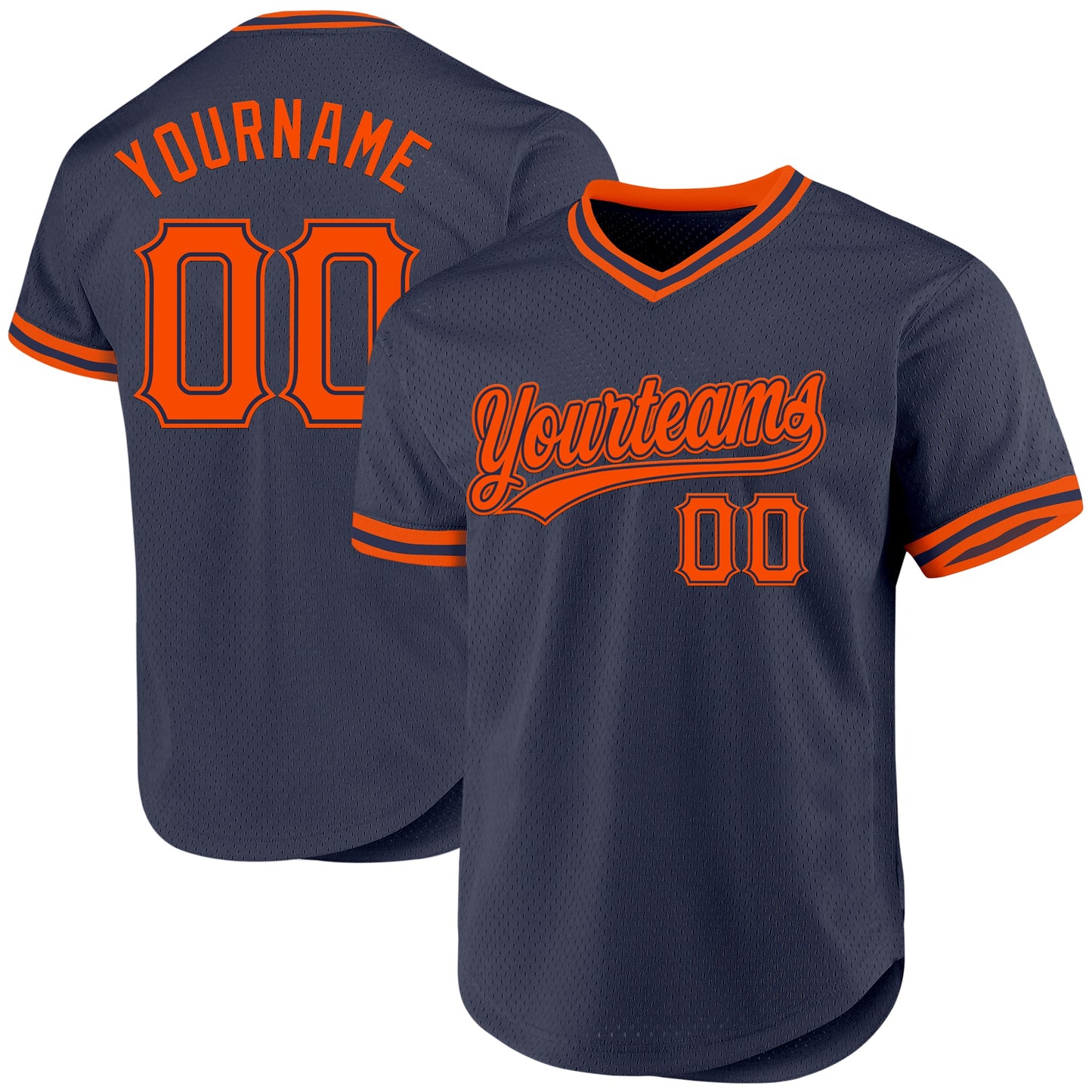 Custom Navy Orange Authentic Throwback Baseball Jersey - Main View