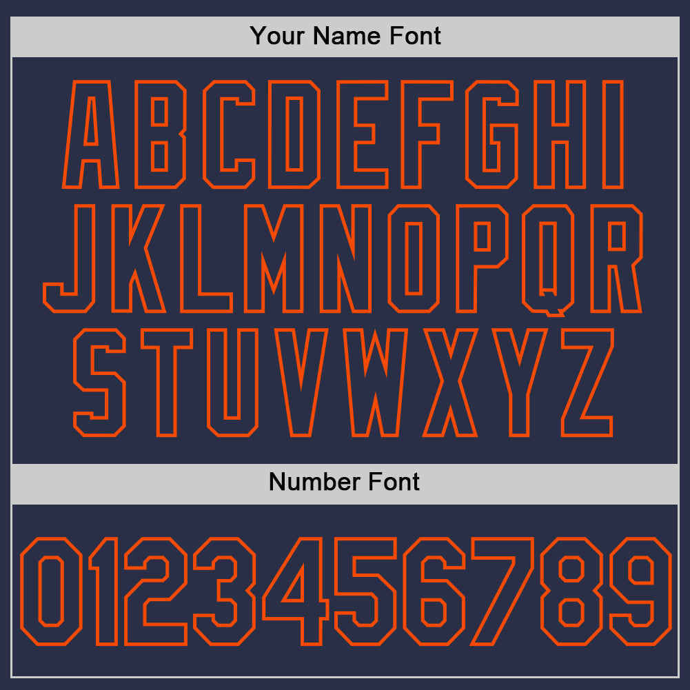Custom Navy Orange Authentic Throwback Baseball Jersey view 5