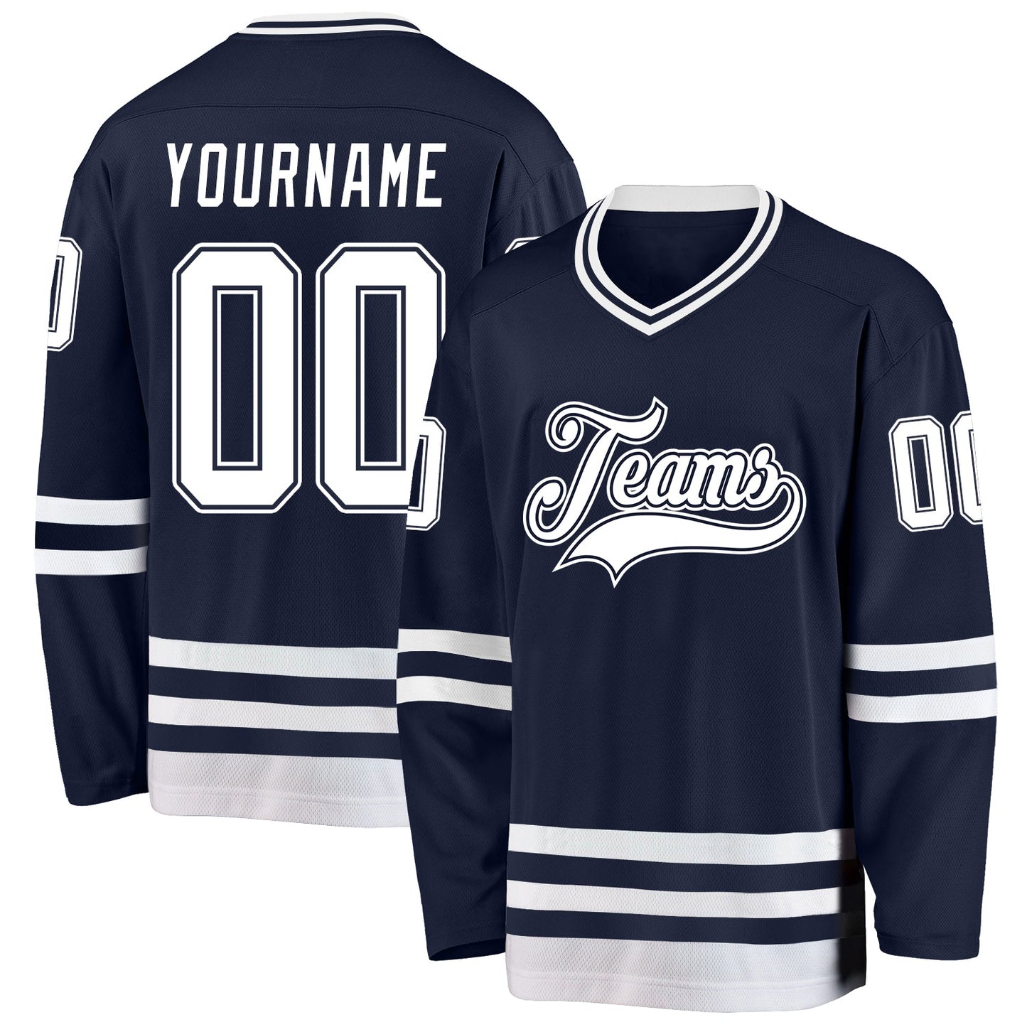 Custom Navy White Hockey Jersey - Main View