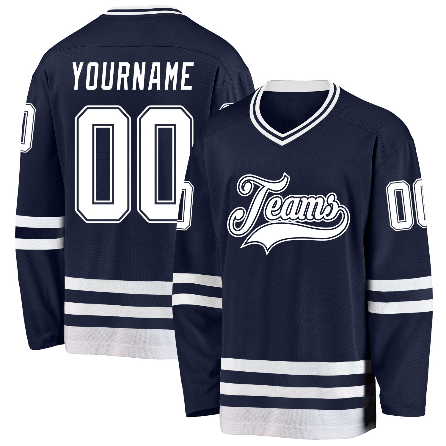 Custom Navy White Hockey Jersey - Main View