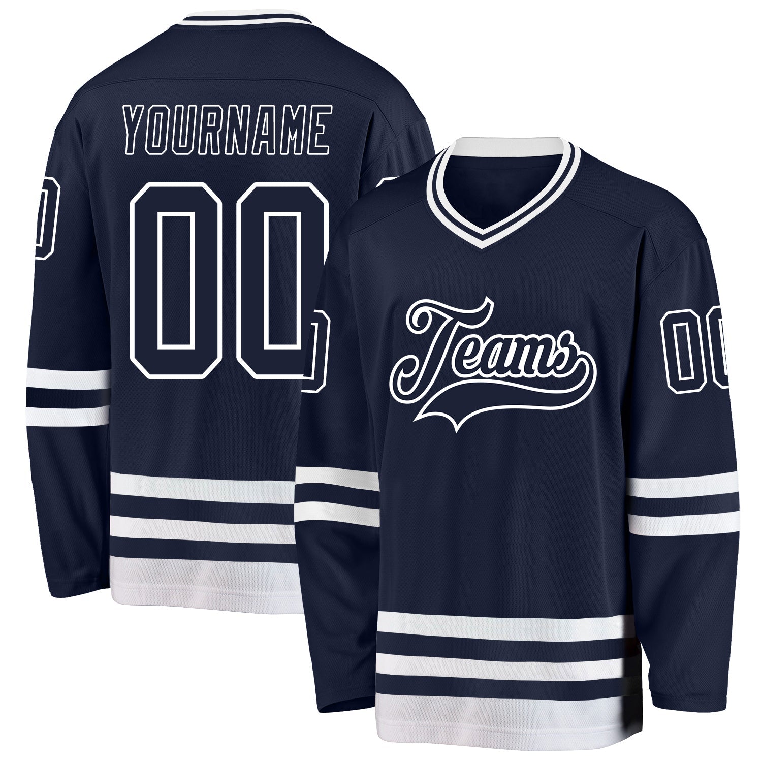 Custom Navy White Hockey Jersey - Main View