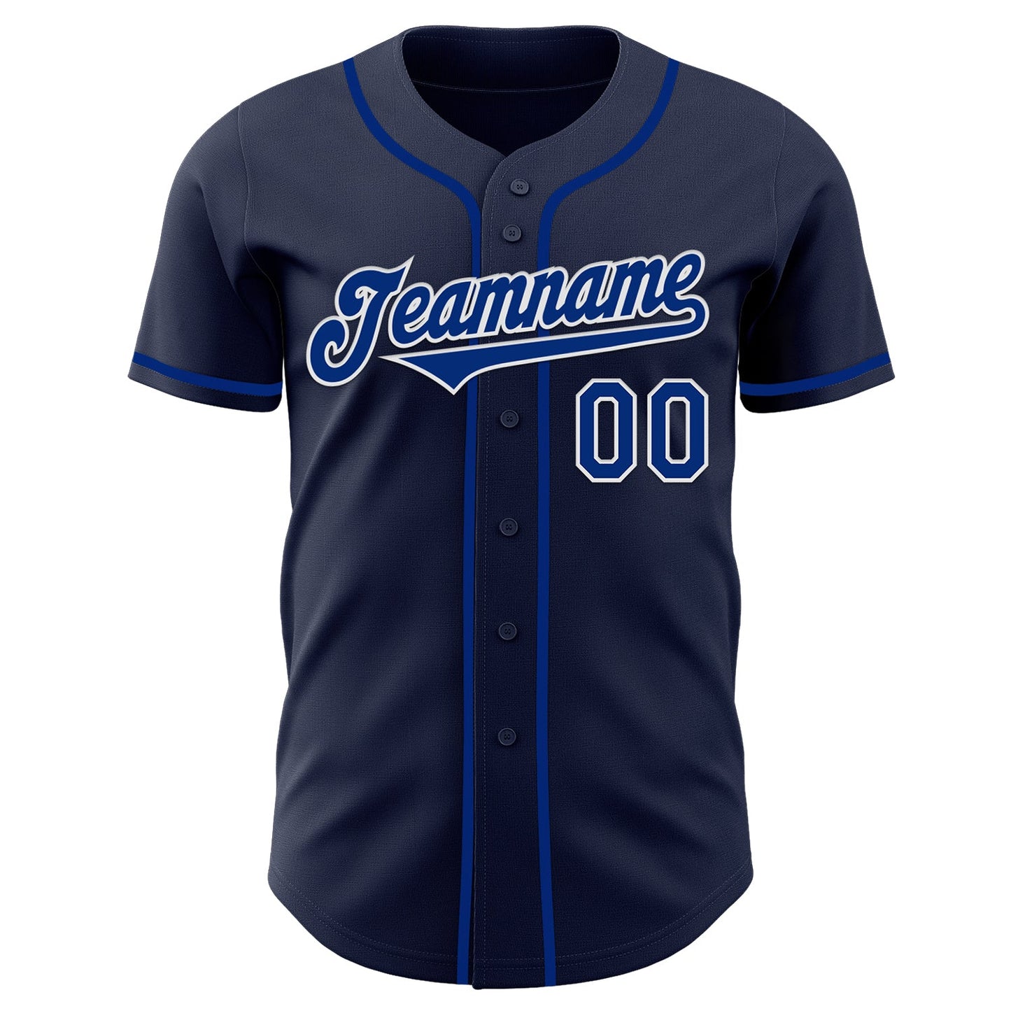 Custom Navy Royal-White Authentic Baseball Jersey view 2