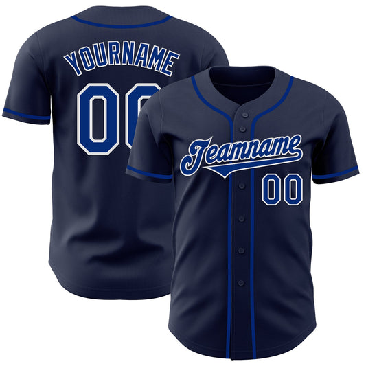 Custom Navy Royal-White Authentic Baseball Jersey - Main View