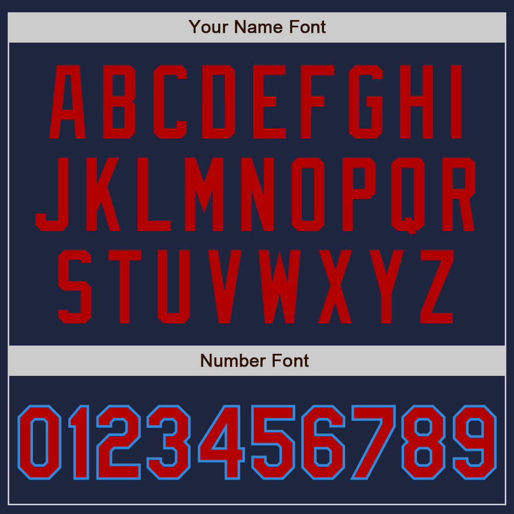 Custom Navy Red-Powder Blue Authentic Baseball Jersey view 5