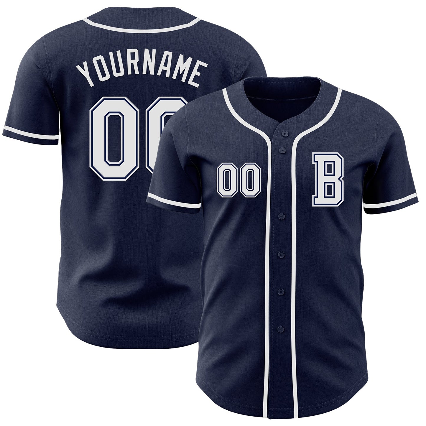 Custom Navy White Authentic Baseball Jersey - Main View
