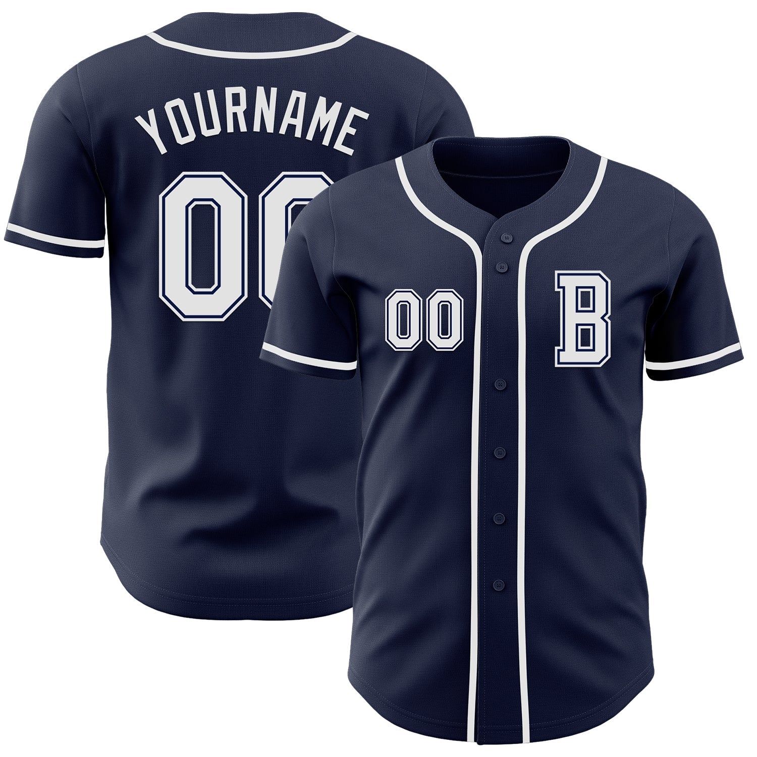 Custom Navy White Authentic Baseball Jersey - Main View