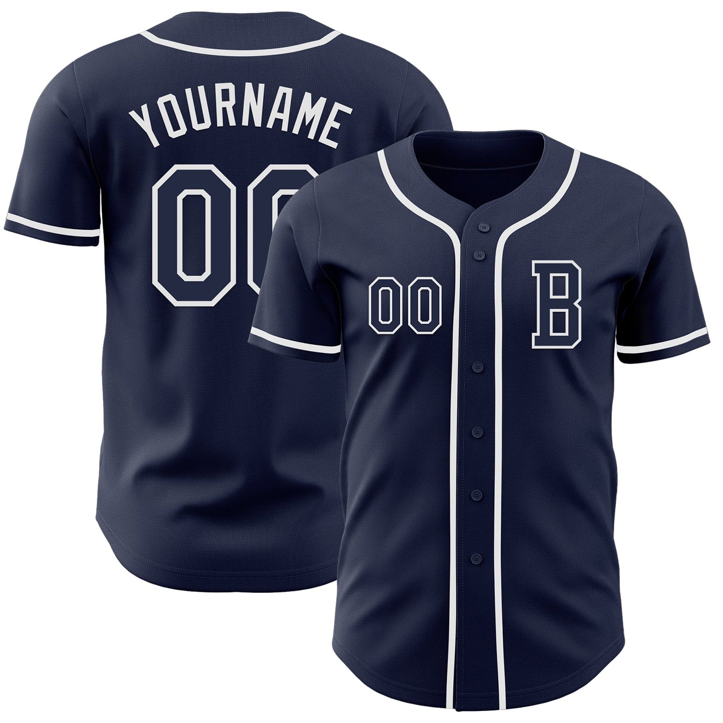 Custom Navy White Authentic Baseball Jersey - Main View