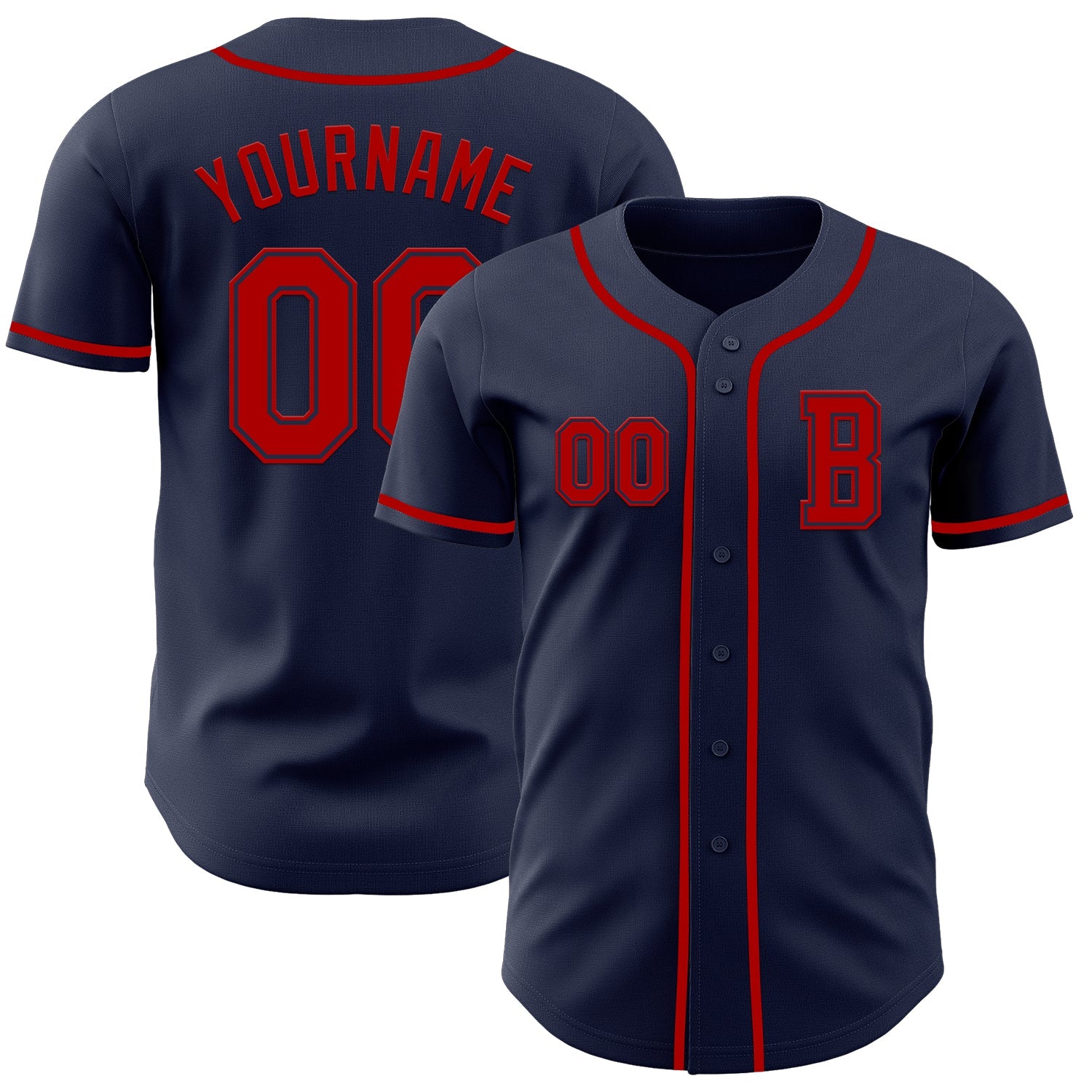 Custom Navy Red Authentic Baseball Jersey - Main View