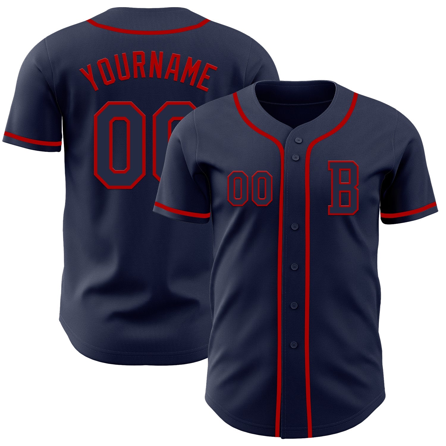 Custom Navy Red Authentic Baseball Jersey - Main View