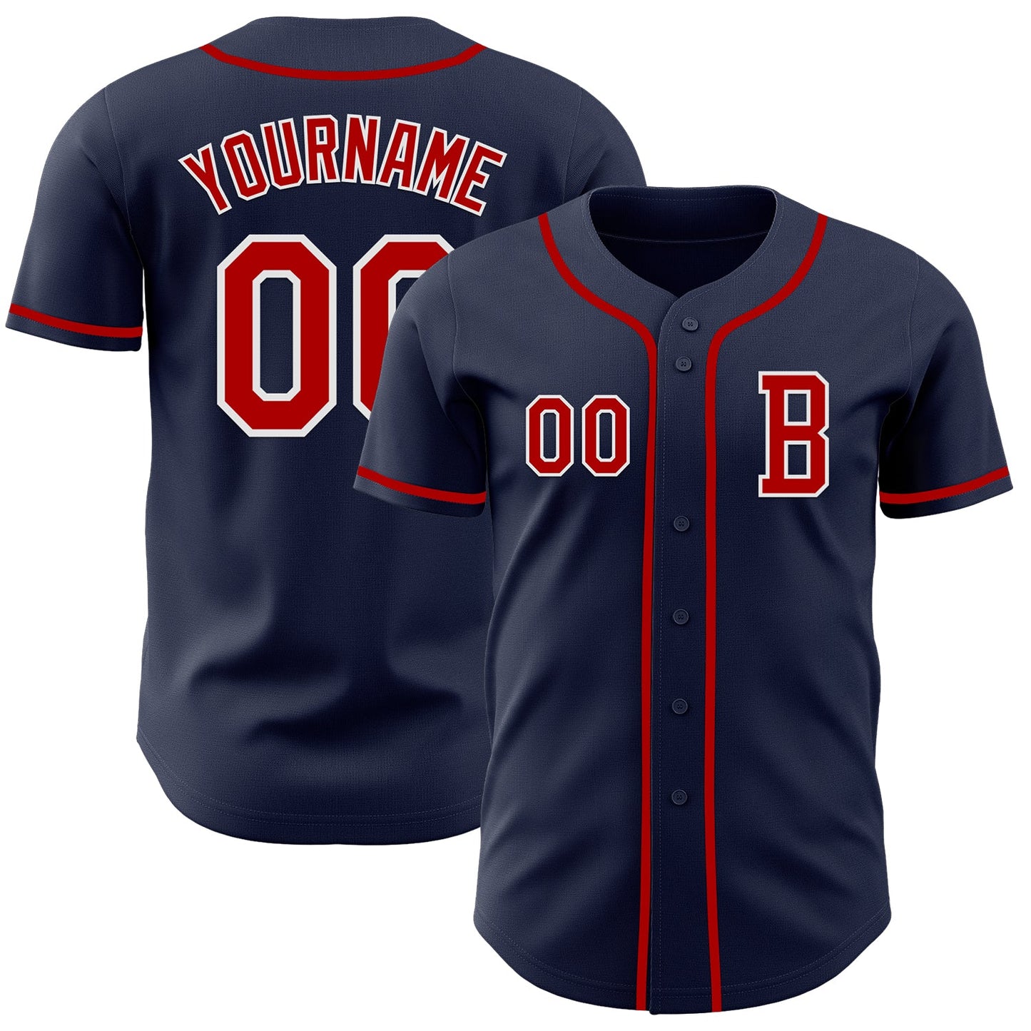 Custom Navy Red-White Authentic Baseball Jersey - Main View