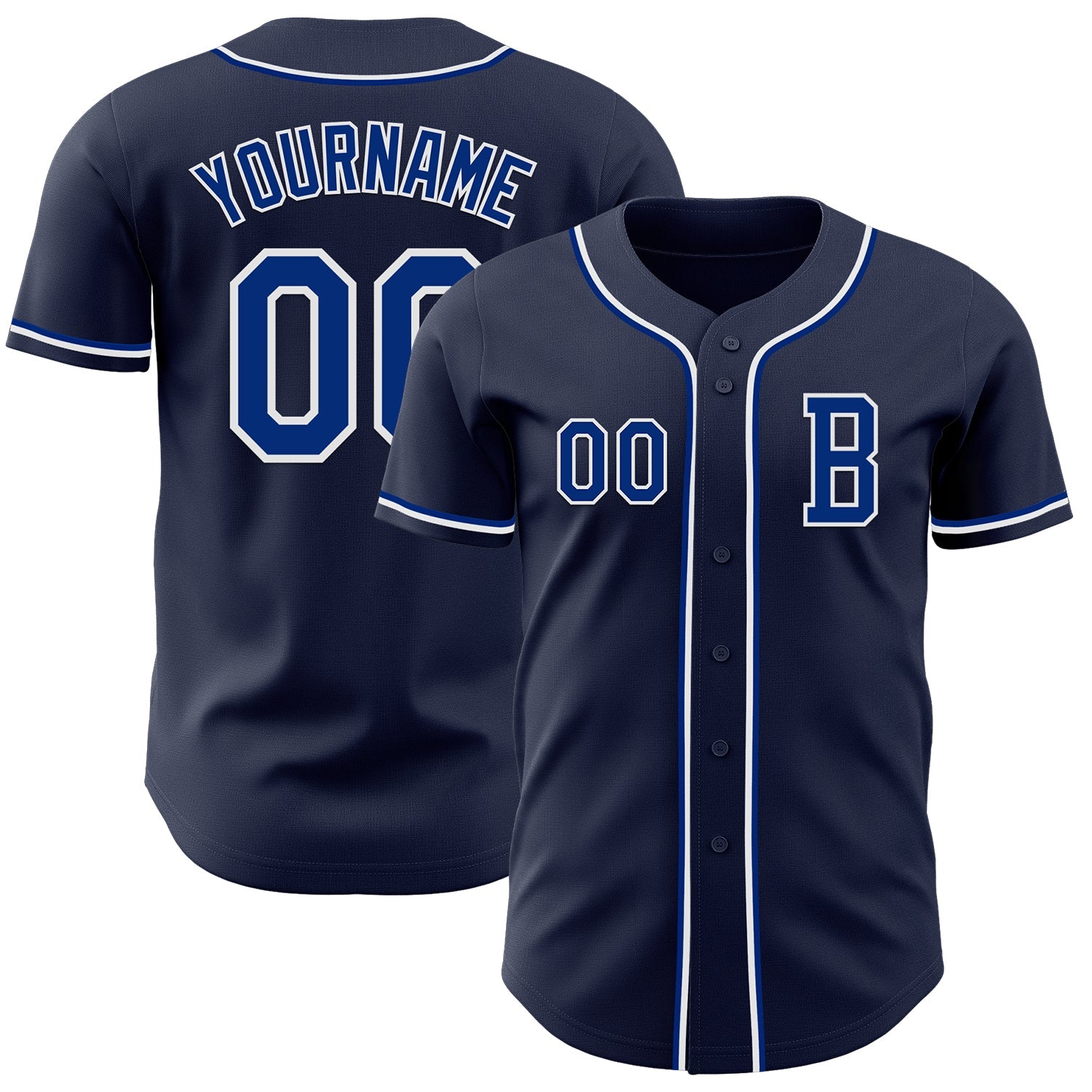 Custom Navy Royal-White Authentic Baseball Jersey - Main View