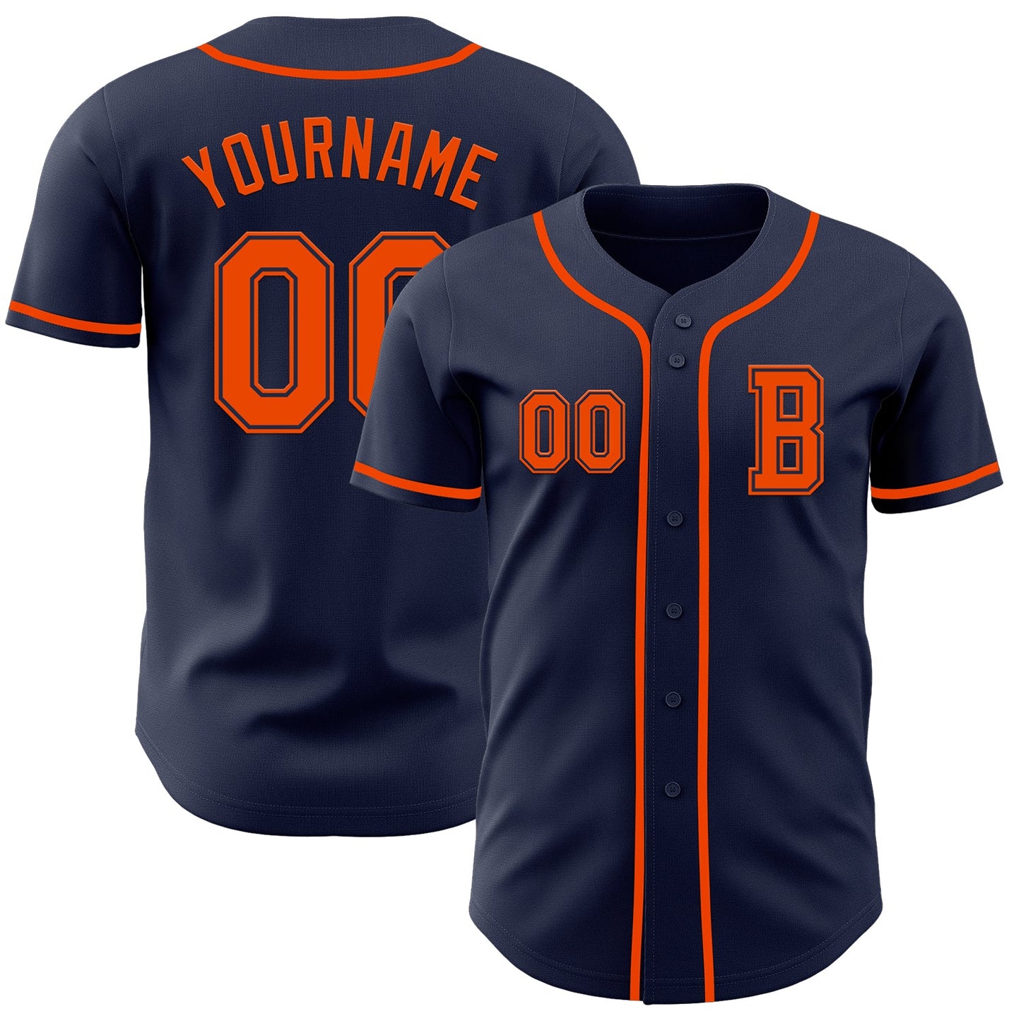 Custom Navy Orange Authentic Baseball Jersey - Main View