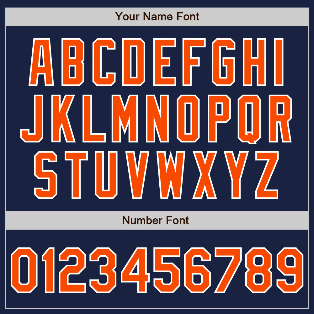 Custom Navy Orange-White Authentic Baseball Jersey view 4