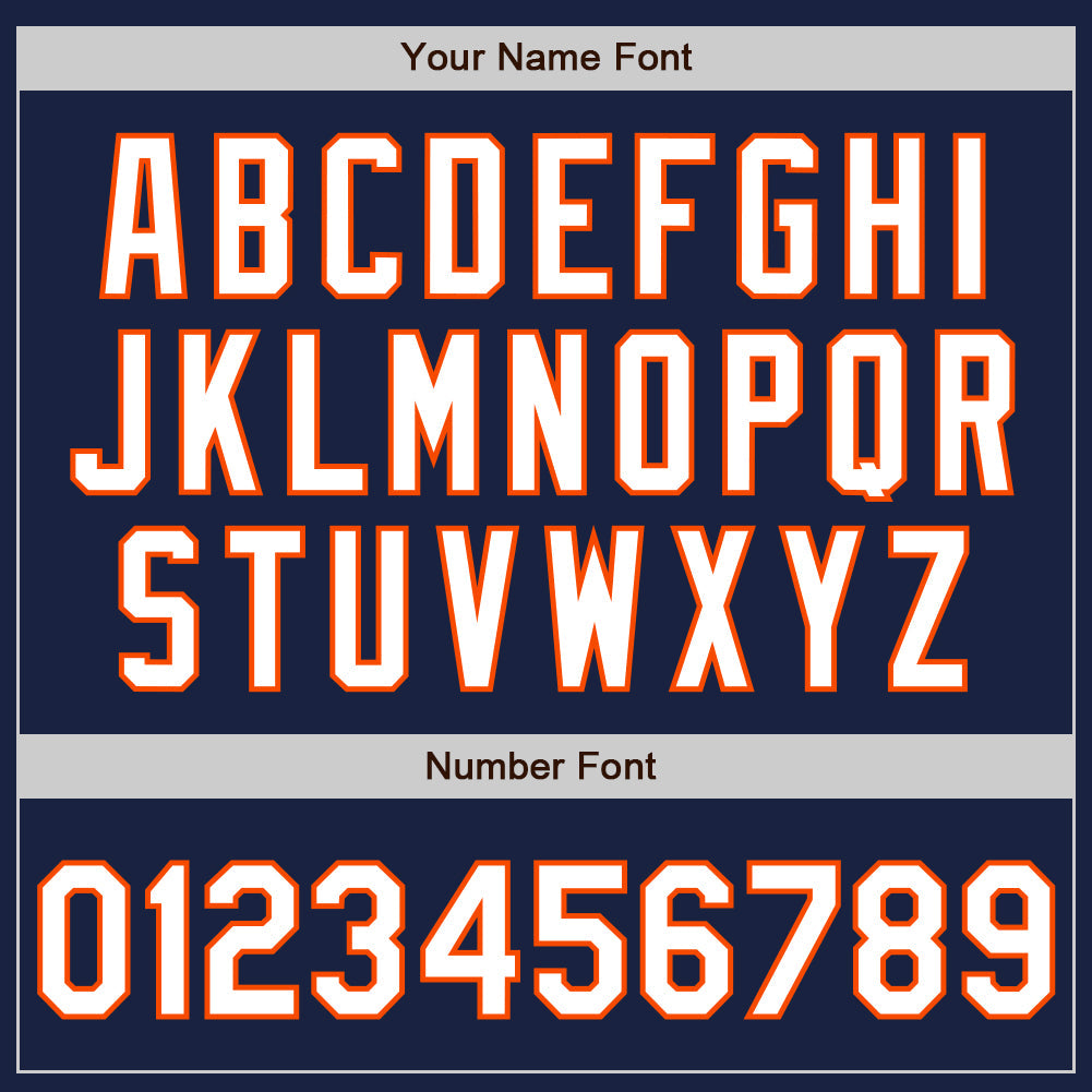 Custom Navy White-Orange Authentic Baseball Jersey view 8