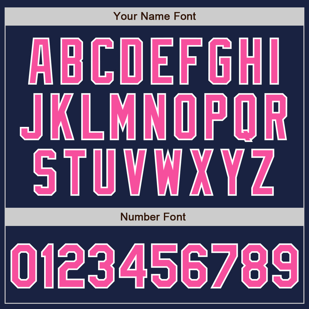 Custom Navy Pink-White Authentic Baseball Jersey view 4