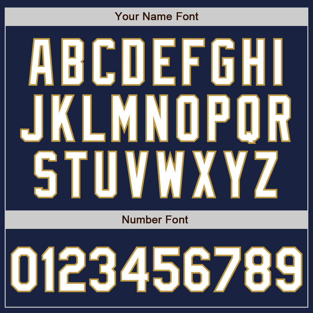 Custom Navy White-Old Gold Authentic Baseball Jersey view 8