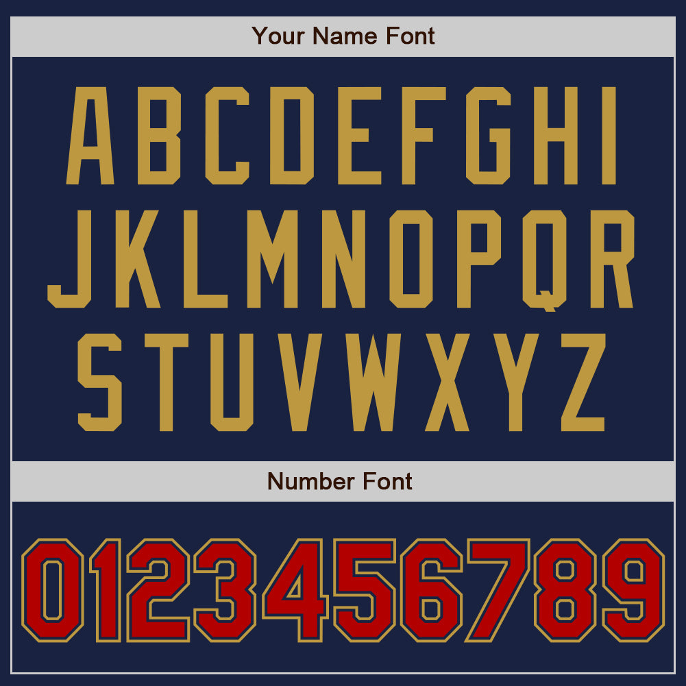 Custom Navy Red-Old Gold Authentic Baseball Jersey view 4