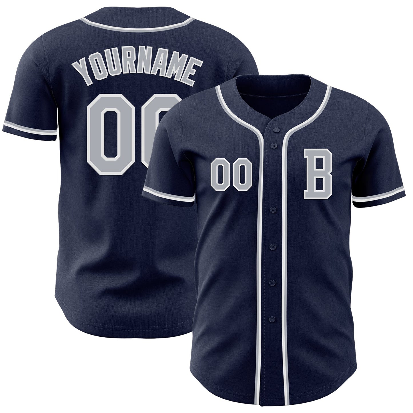 Custom Navy Gray-White Authentic Baseball Jersey - Main View