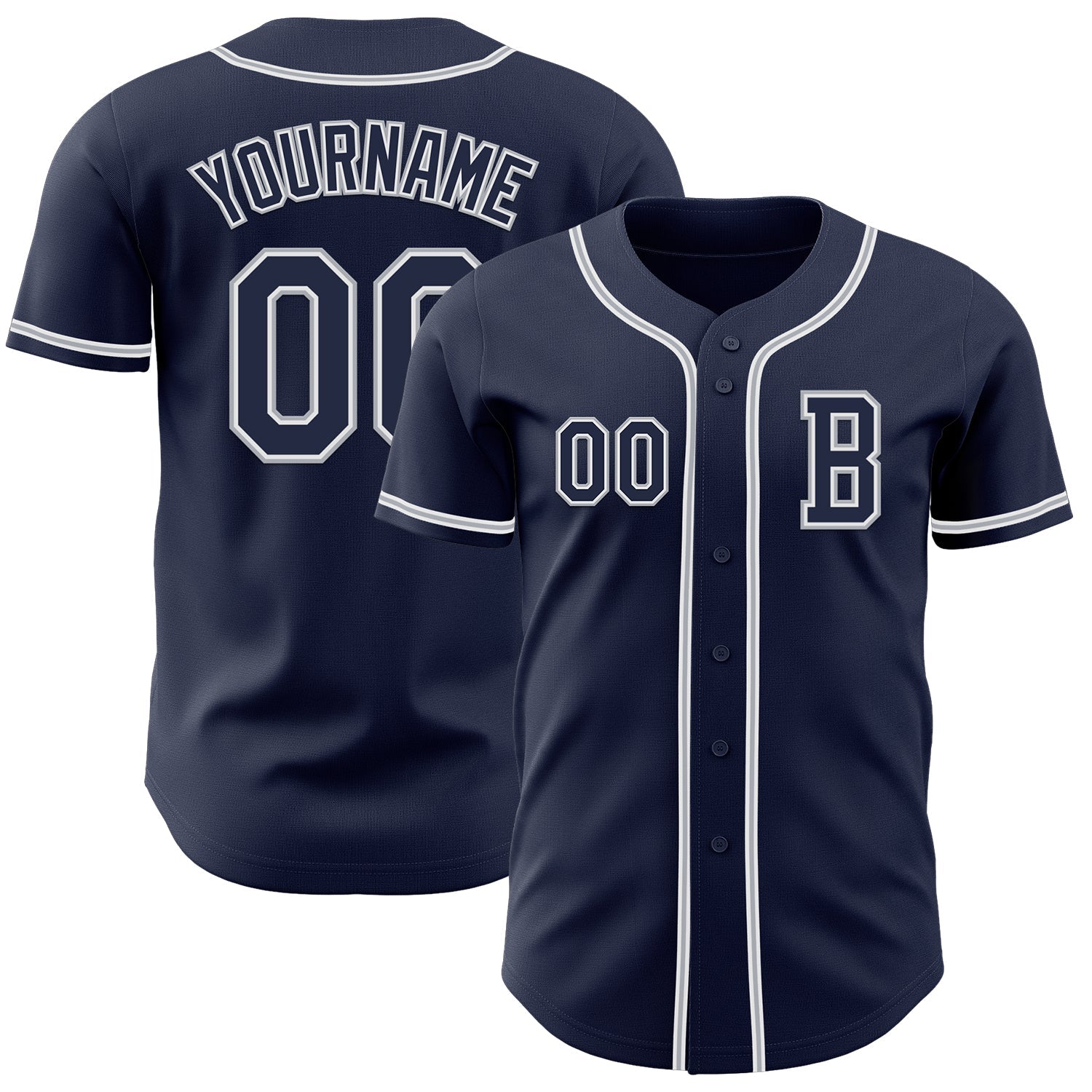 Custom Navy White-Gray Authentic Baseball Jersey - Main View