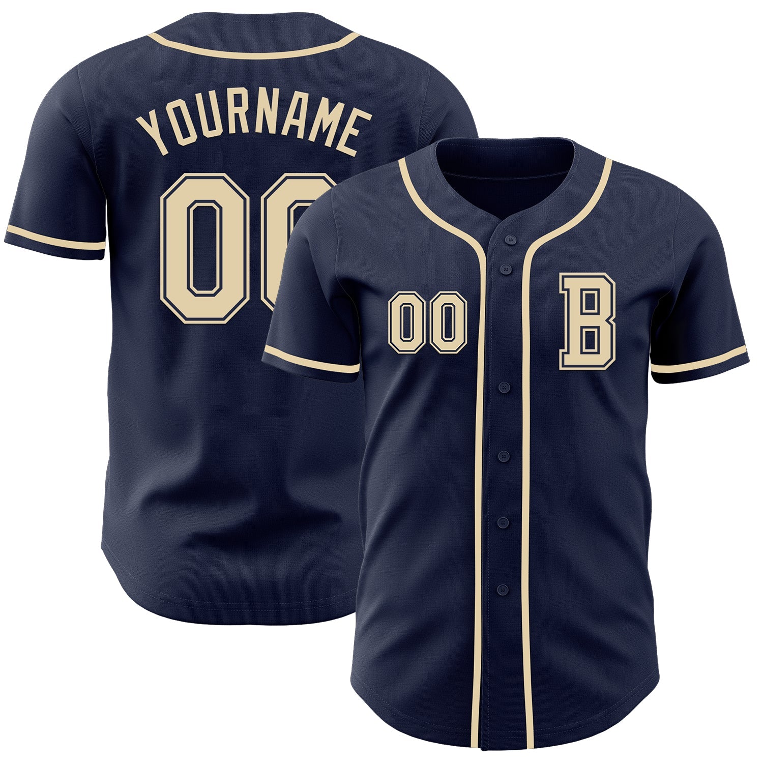 Custom Navy Cream Authentic Baseball Jersey - Main View