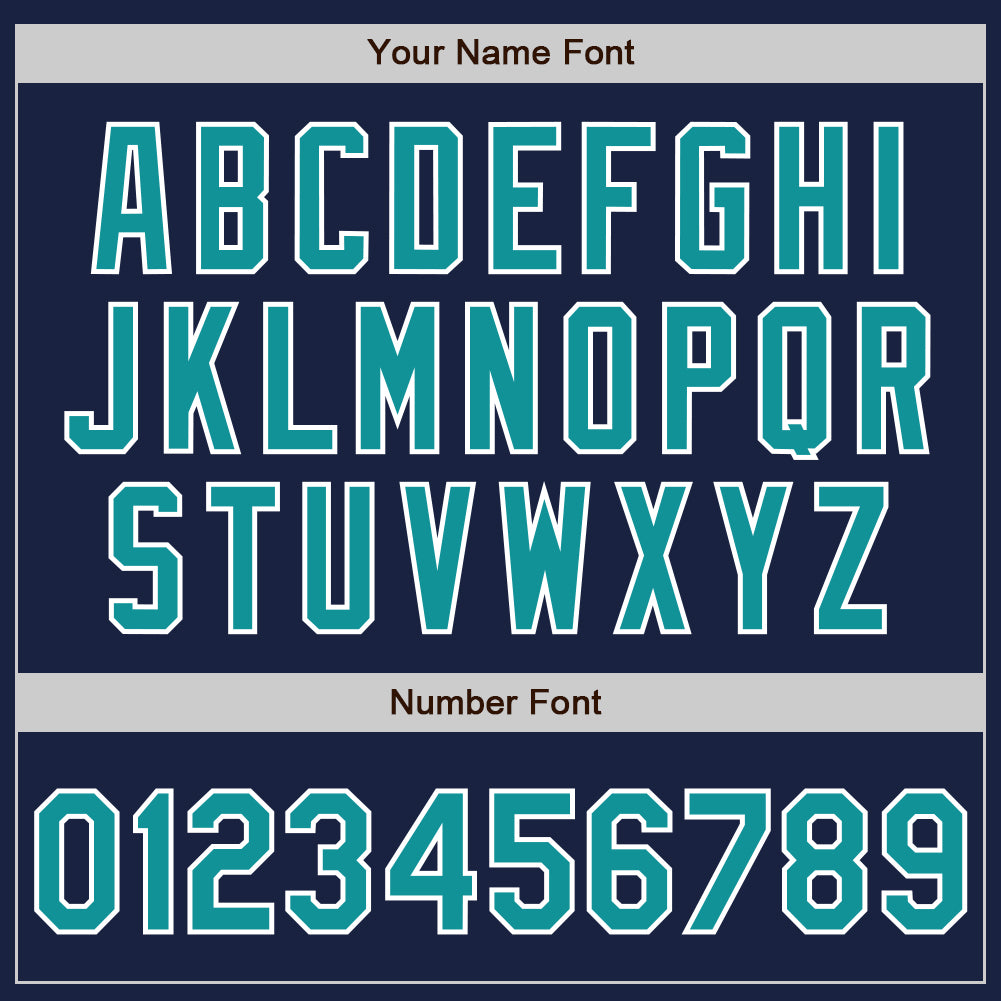 Custom Navy Teal-White Authentic Baseball Jersey view 4