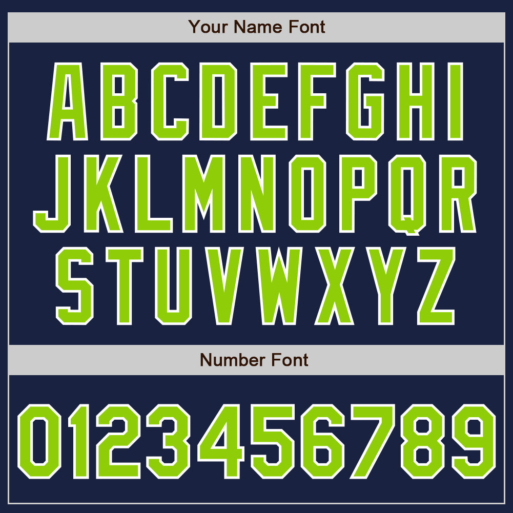 Custom Navy Neon Green-White Authentic Baseball Jersey view 4