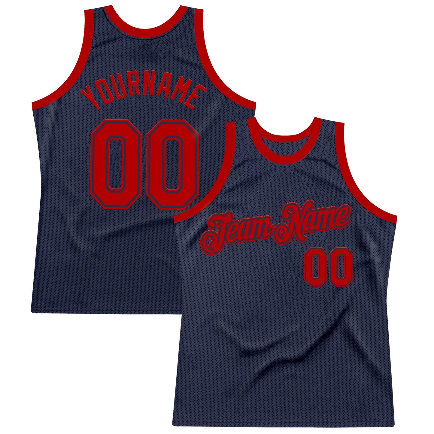 Custom Navy Red Authentic Throwback Basketball Jersey - Main View