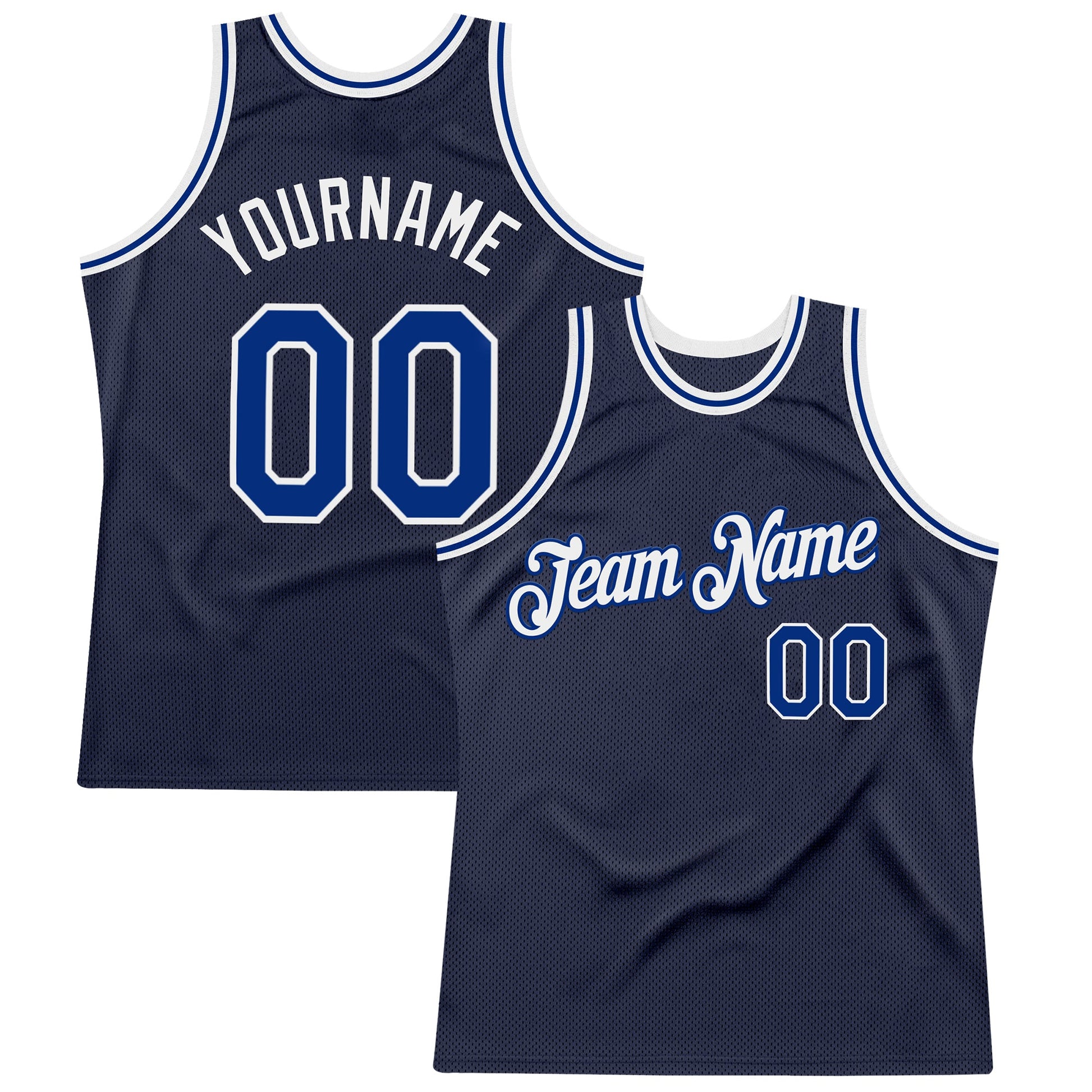Custom Navy Royal-White Authentic Throwback Basketball Jersey - Main View