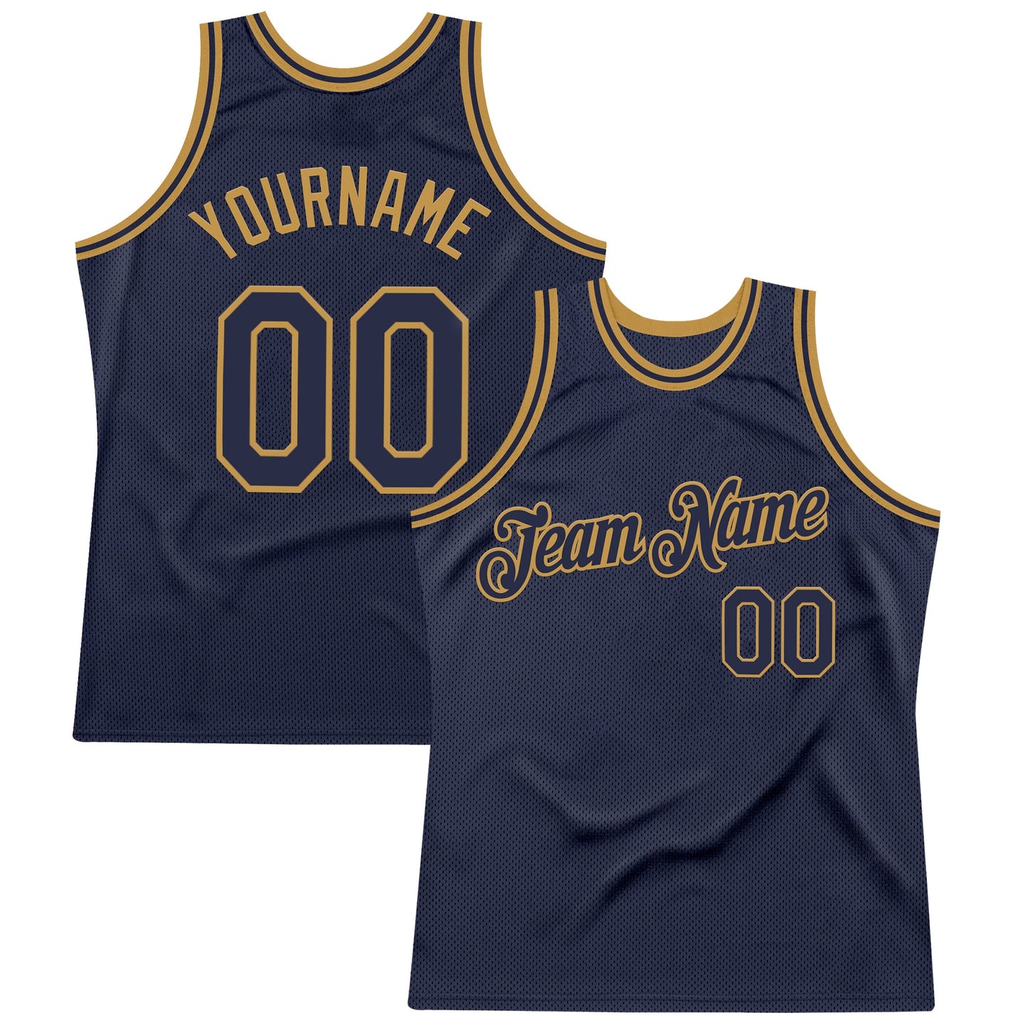 Custom Navy Old Gold Authentic Throwback Basketball Jersey - Main View