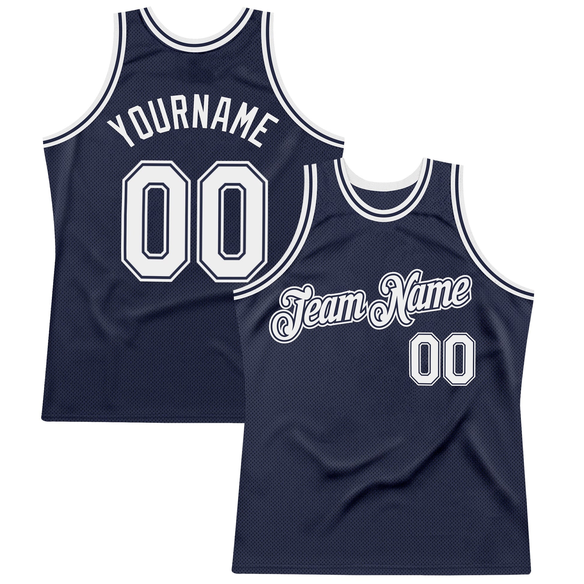 Custom Navy White Authentic Throwback Basketball Jersey - Main View
