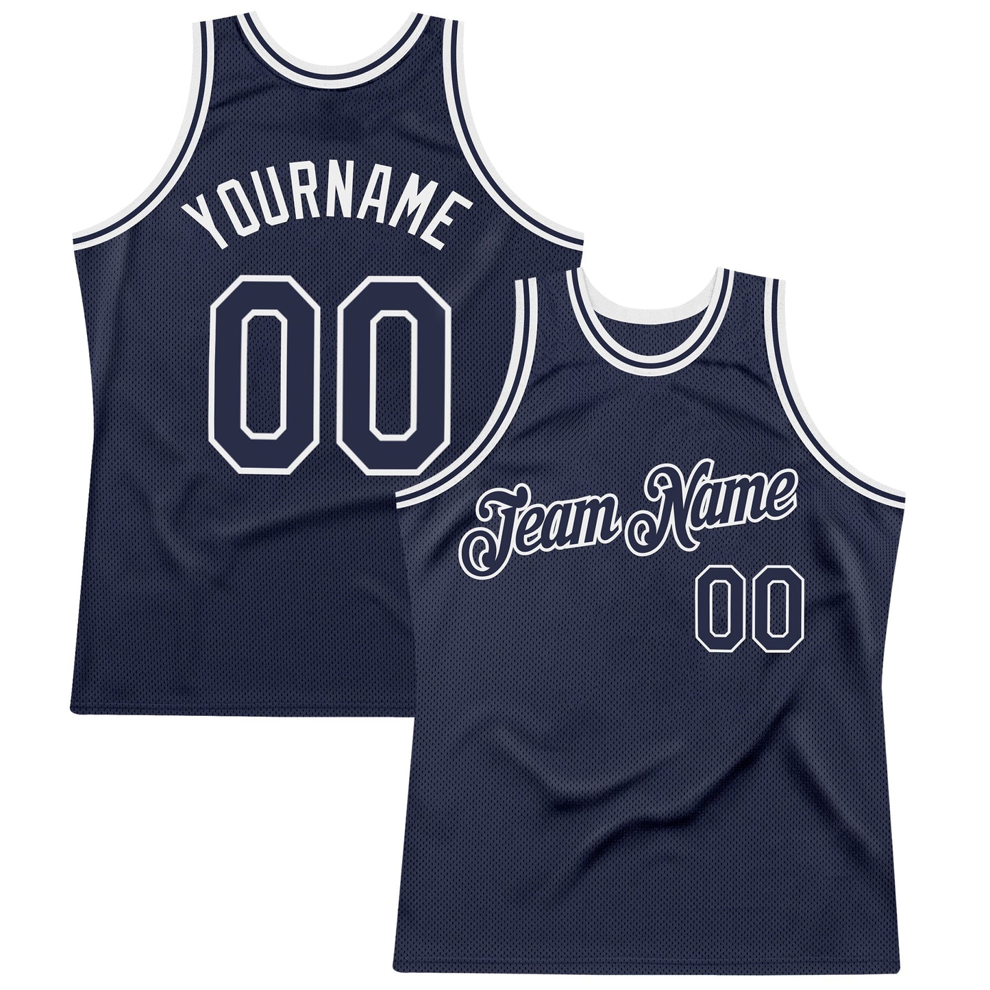 Custom Navy White Authentic Throwback Basketball Jersey - Main View