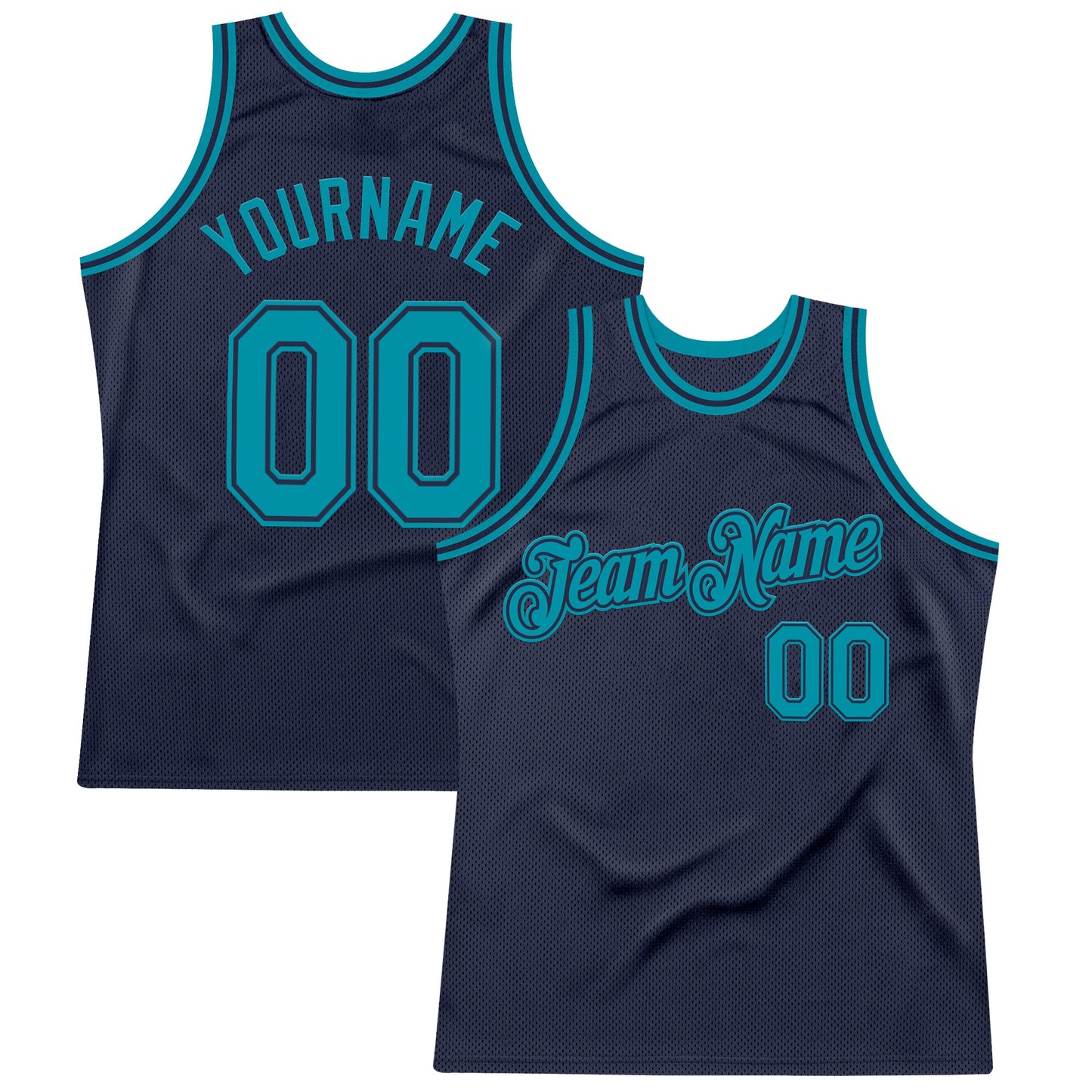 Custom Navy Teal Authentic Throwback Basketball Jersey - Main View