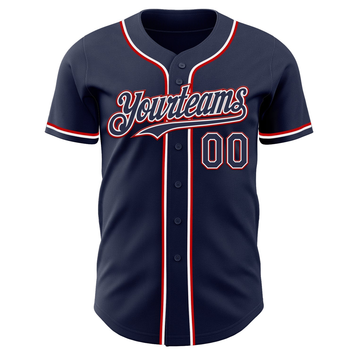 Custom Navy White-Red Authentic Baseball Jersey view 2