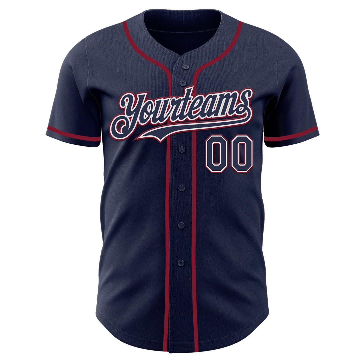 Custom Navy White-Crimson Authentic Baseball Jersey view 2
