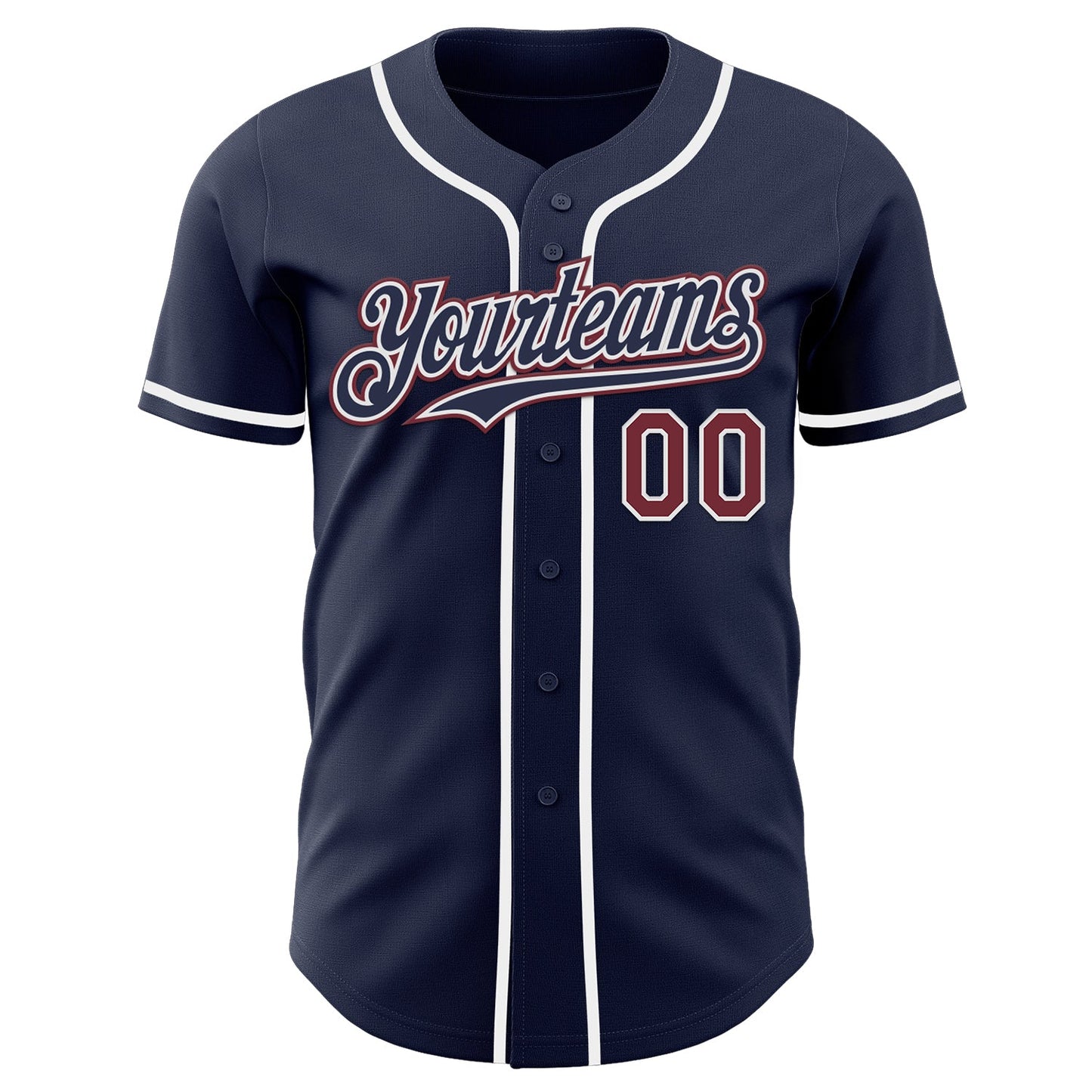 Custom Navy Burgundy-White Authentic Baseball Jersey view 2