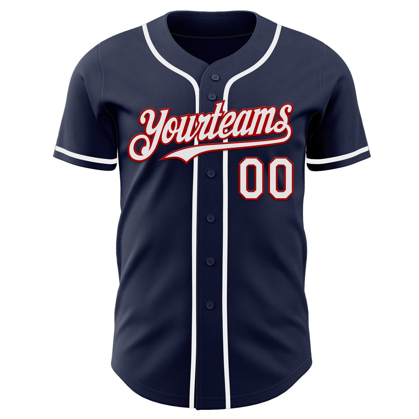 Custom Navy White-Red Authentic Baseball Jersey view 2